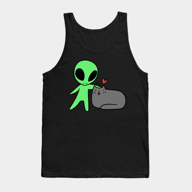 Alien Loves Cat Tank Top by saradaboru